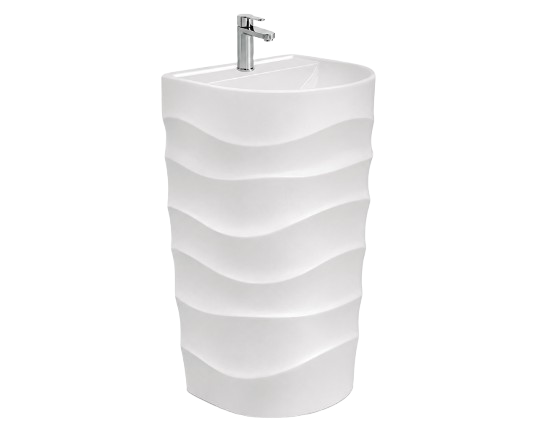 The One Piece Wash Basin is a stylish and space-saving bathroom fixture